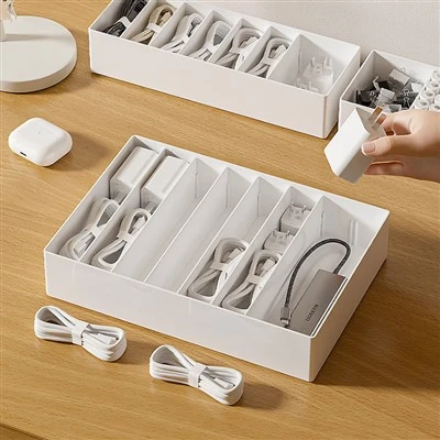 White Data Cable Storage Box